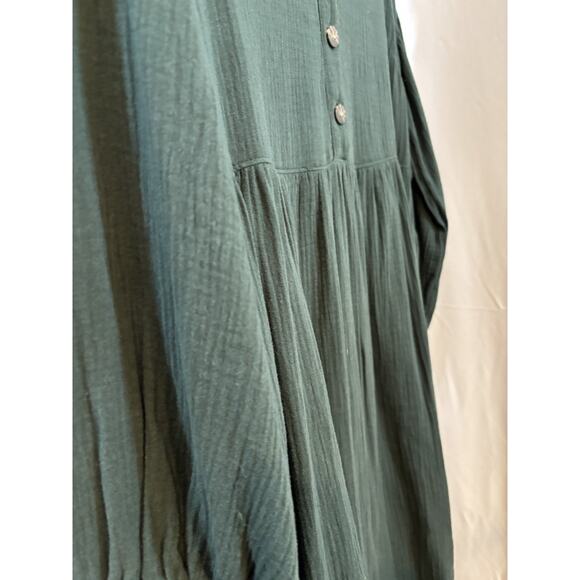 Madewell Lightspun Button Front Midi Dress Green Women’s 14 NWT Lagenlook Gauze - Picture 7 of 13